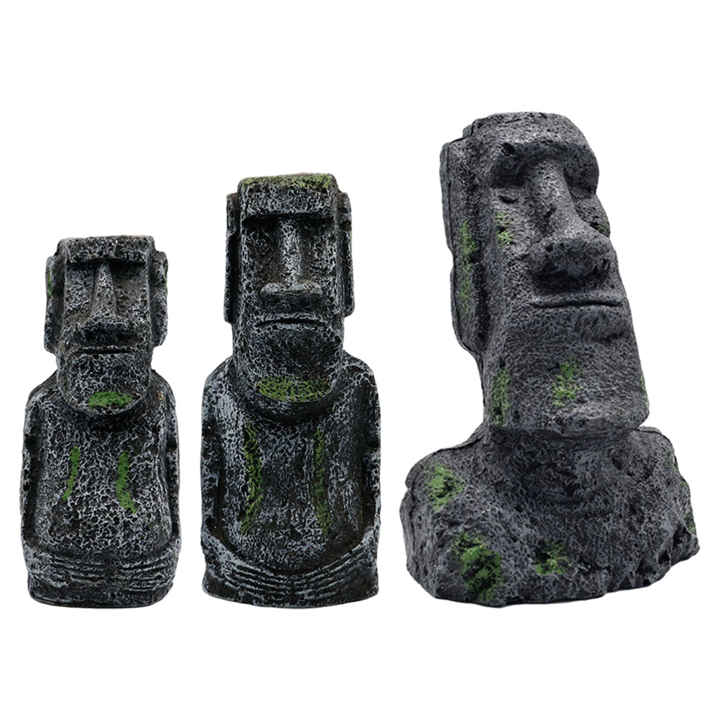 Aquarium Fish Pot - Statues Moai d'aquarium, ornements de tête