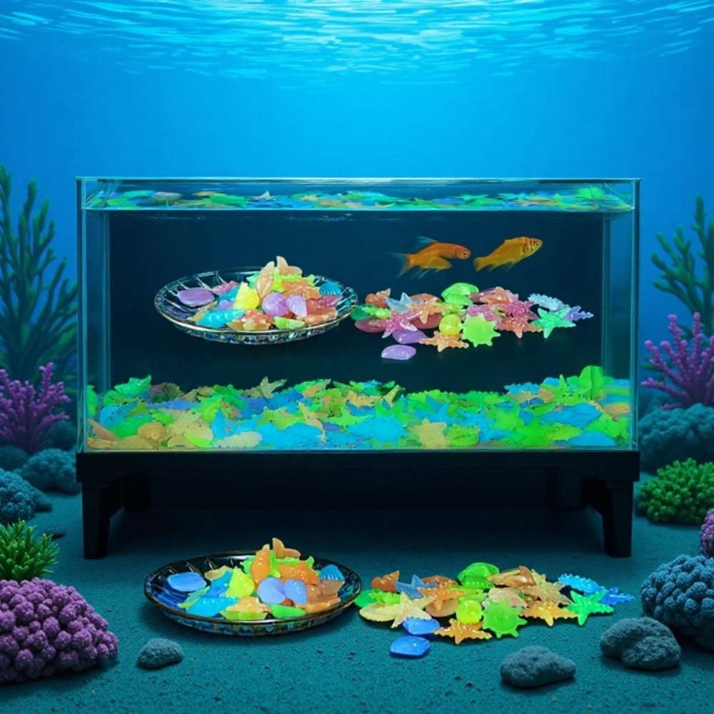 Aquarium Fish Fishing - Pierres océaniques lumineuses, coquilles fluorescentes, étoiles