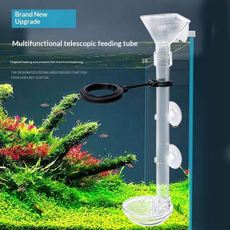 Aquarium Fish Feeder - Tube d'alimentation télescopique pour aquarium, mangeoire