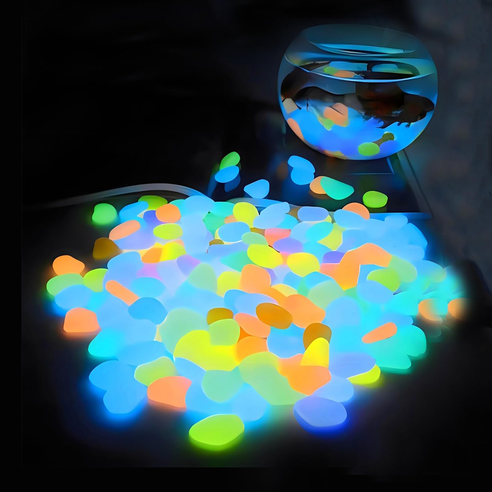 Aquarium Fish Pot - Décor d'aquarium, galets qui brillent dans