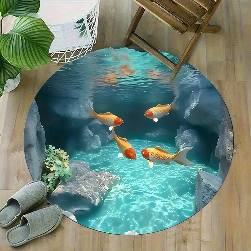 Tapis rond en polaire avec scè - Aquarium Fish Japanese avis et prix